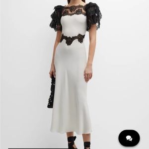 RODARTE silk white and black lace dress